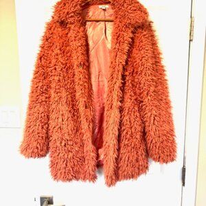 Dark Pink Faux Fur Women's Coat